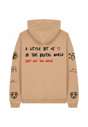 BRUTAL TATTOO EMBROIDERY UNISEX VINTAGE - Hoodie - beige