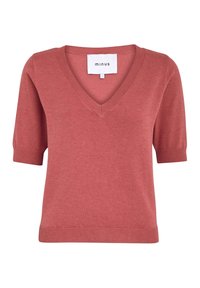 MIMILLA V- NECK KNIT TEE 1 - T-shirt basic - dusty cedar red melange