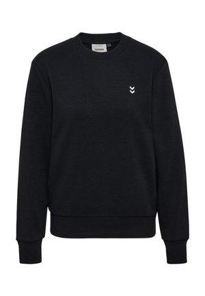 Svart sweatshirt i bomullsblandning, med rundad halsringning, långa ärmar, ribbade mudd och nederkant, samt en liten chevron-logotyp på bröstet.
