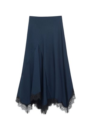 & OTHER STORIES, & OTHER STORIES LACE-DETAIL LONG SKIRT - Jupe longue - dark blue
