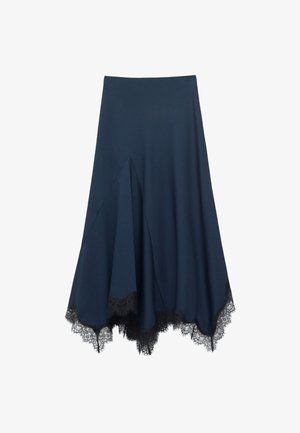 & OTHER STORIES, & OTHER STORIES LACE-DETAIL LONG SKIRT - Jupe longue - dark blue