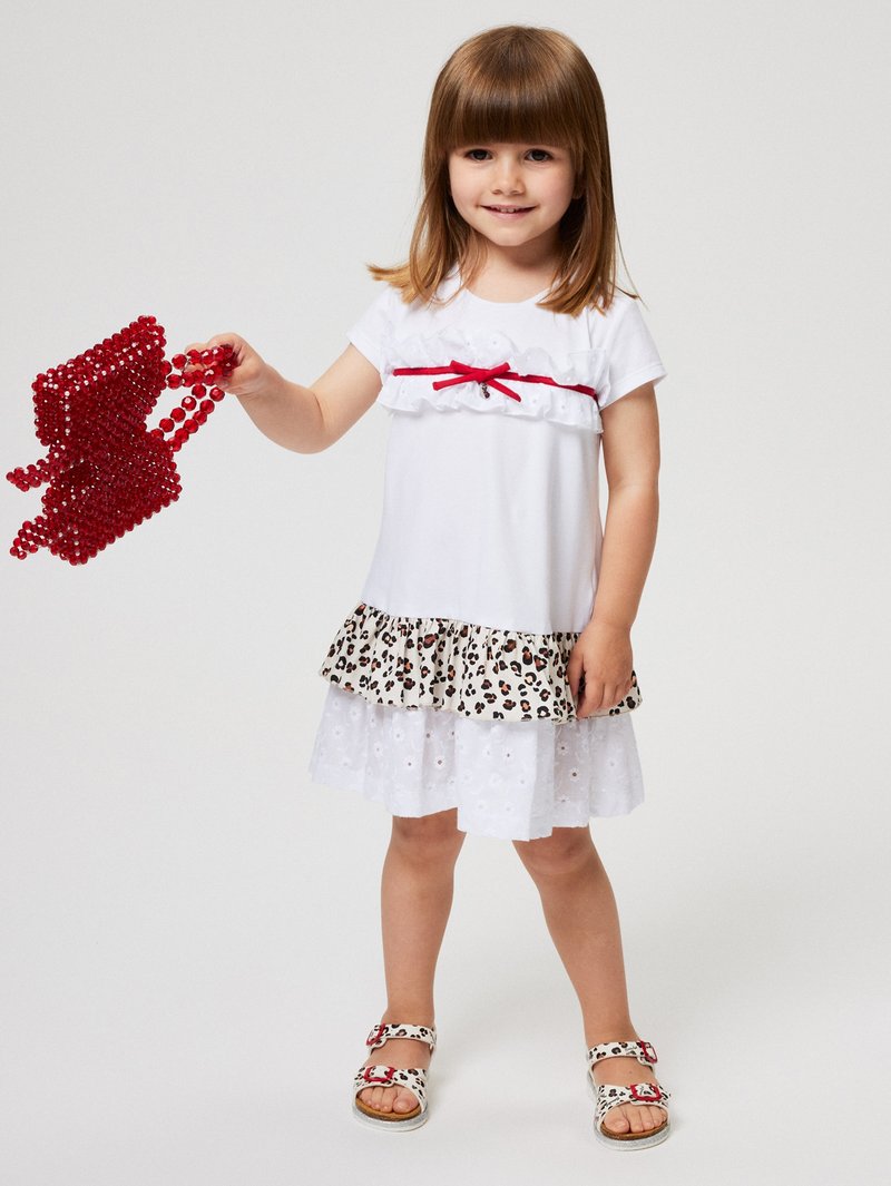 Monnalisa Bianco Gonna Leopardata Bambina Monnalisa Sandali