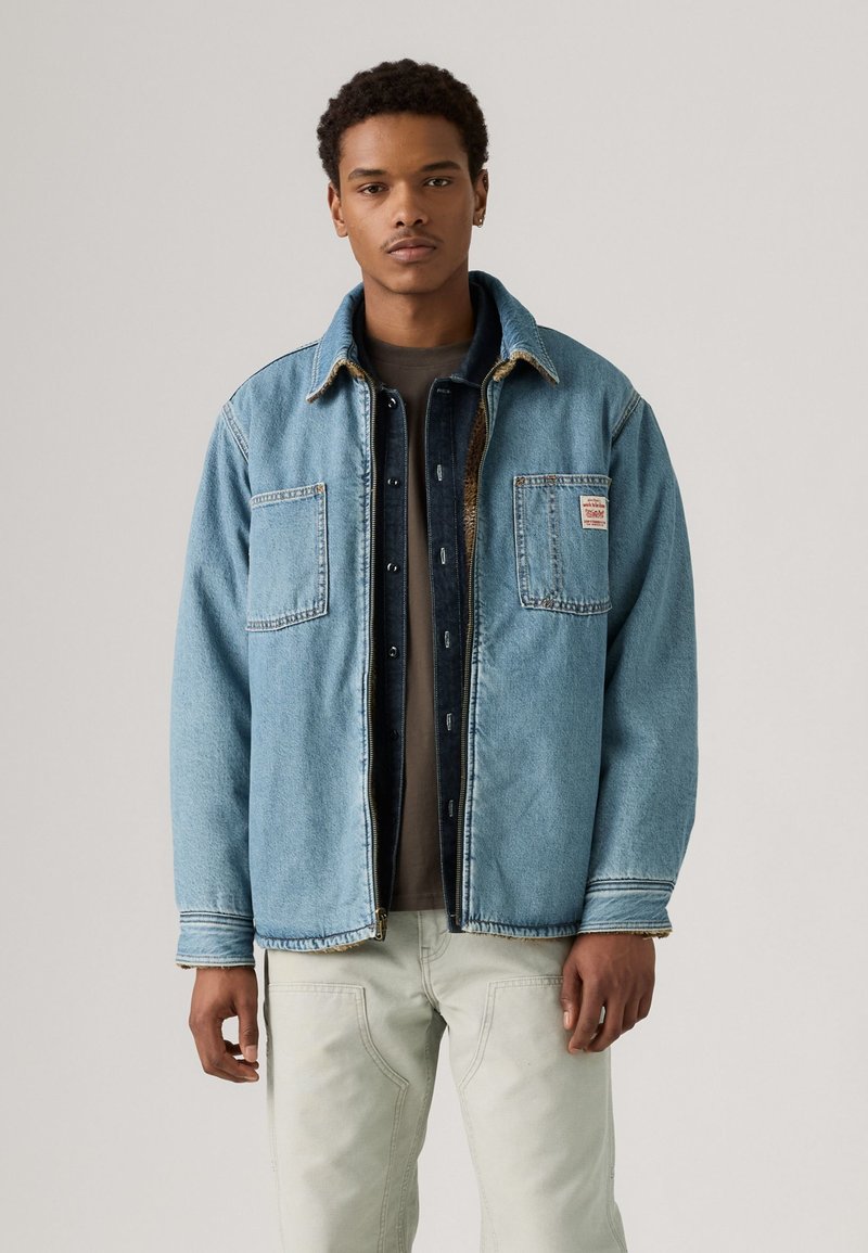 Veste Levi's Homme En Jean Délavé Céleste - Taille L - Occasion Très Bon état - Vintage, Fabriquée En Italie