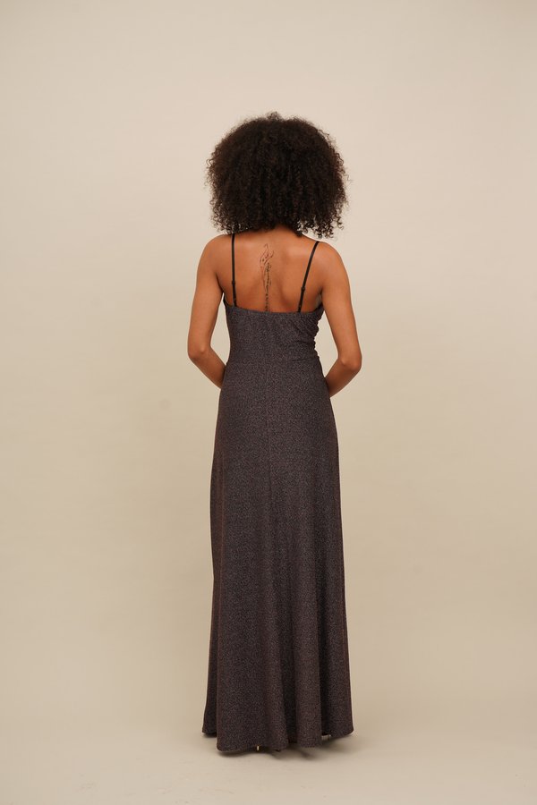 EXCLUSIVE GLITTER AMELIA - Jersey dress - bronze3