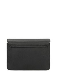 Schwarze Leder-Clutch mit strukturiertem Finish, rechteckiger Form und umklappbarem Deckel. Keine sichtbaren Beschläge oder Akzente.