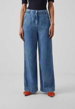 PANTALONI TROUSERS - Wide leg - light blue denim