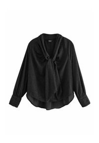 LONG SLEEVE TIE NECK - Blūze - black textured