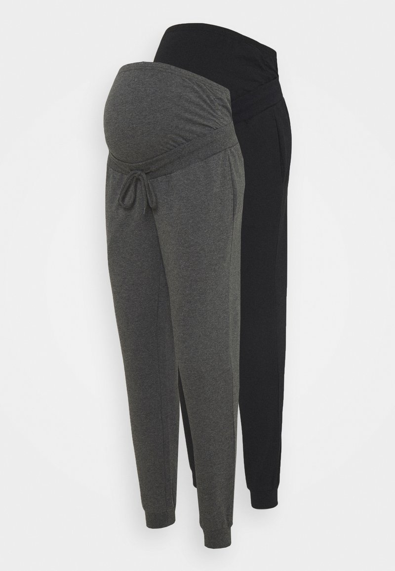 Anna Field MAMA - 2 PACK - Tracksuit bottoms - black/ dark grey, Enlarge