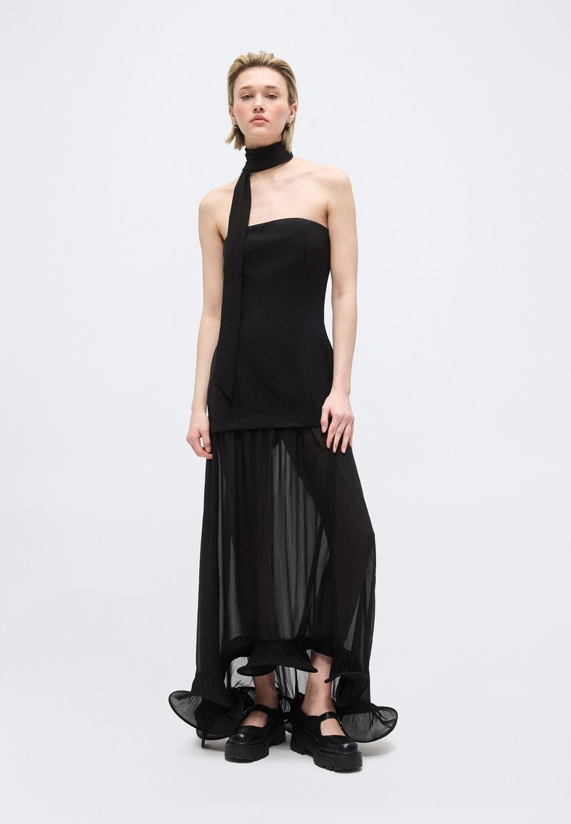 knee length dresses for ladies Shona Joy Agnes Draped Ruffled Dress - Black main image 0