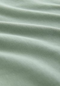 Light green fabric with a soft, textured surface and subtle weave pattern, shown in a rippled arrangement.
