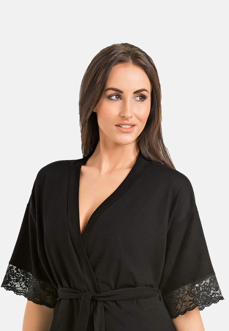 Damen Nachthemden | Teyli GLORIA Bademantel black/schwarz - UF97390 Damen Nachthemden | Teyli GLORIA Bademantel black/schwarz - UF97390