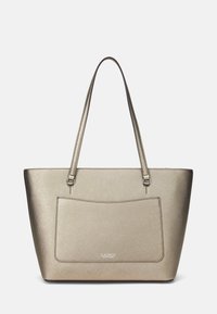 Lauren Ralph Lauren CROSSHATCH LEATHER MEDIUM KARLY TOTE - Torbica - pewter