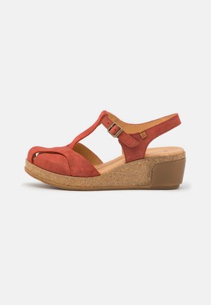 Sandalen met plateauzool - red