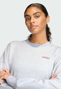 adidas Sportswear SEASONAL ESSENTIALS COLORPOP WITH EMBROIDERED GRAPHIC - Felpa - light grey heather   active maroon