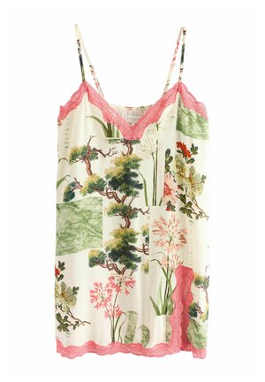 REGULAR FIT - PRINTED SLIP WITH TRIM - Pyžamový vrchný diel - cream