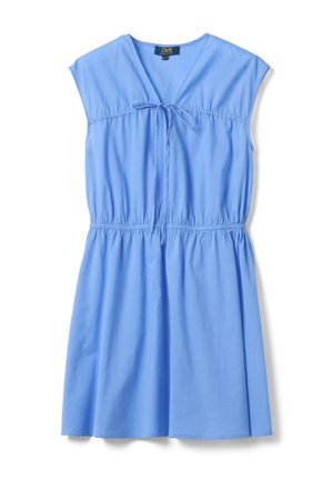 OVS, REGULAR-FIT DRESS WITH V-NECK AND TIE FASTENING - Freizeitkleid - light blue