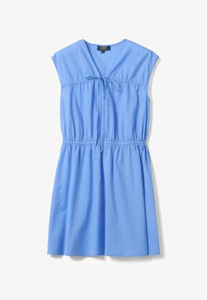 OVS, REGULAR-FIT DRESS WITH V-NECK AND TIE FASTENING - Freizeitkleid - light blue