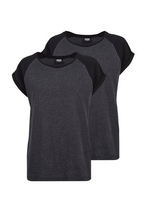 Urban Classics, DAMEN LADIES CONTRAST RAGLAN TEE 2-PACK - T-shirt imprimé - charcoal black charcoal black