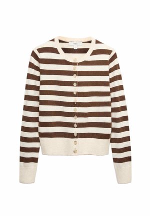 Marks & Spencer, AIR STRIPED CROPPED  - Chaqueta de punto - conker