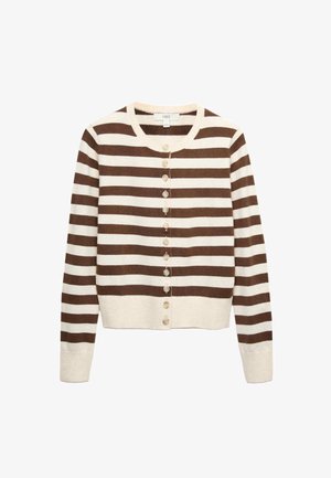 Marks & Spencer, AIR STRIPED CROPPED - Chaqueta de punto - conker