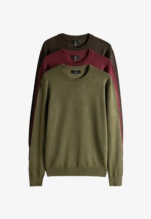 THE SET, 3 PACK LONG SLEEVE CREW NECK JUMPERS - Džemper - brown