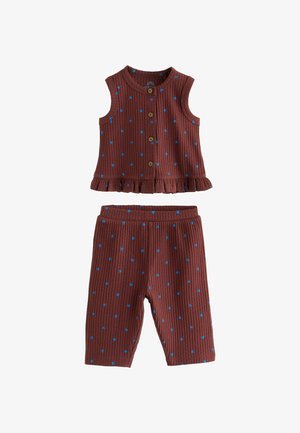 Next, REGULAR FIT - RIB BABY TOP AND WIDE LEG TROUSERS SET 2 PIECE . - Gornji dio pidžame - chocolate brown and blue spot
