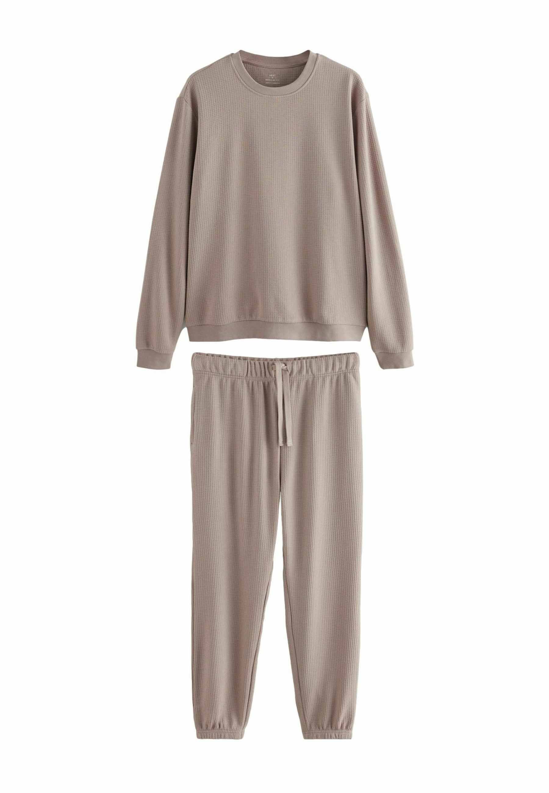 Next SOFT WAFFLE LONG SLEEVE SET REGULAR FIT Pyjamas stone
