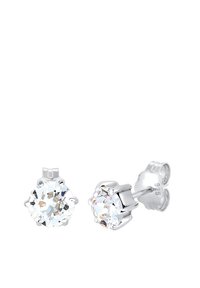 Silver studörhängen med rund, klar kristaller med multifacetterad yta, inlagda i en sexklorad inställning. 925 stämplad på stiftet.