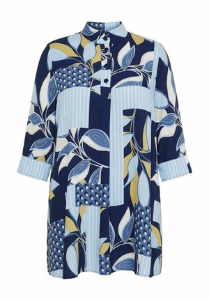 Ulla Popken, TUNIKA, PATCH-MUSTER, A-LINIE, STEHKRAGEN, 3/4-ARM - Bluse - marine