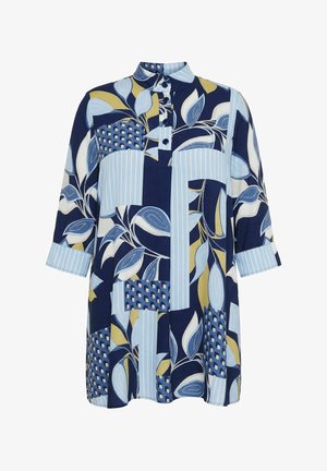Ulla Popken, TUNIKA, PATCH-MUSTER, A-LINIE, STEHKRAGEN, 3/4-ARM - Bluse - marine