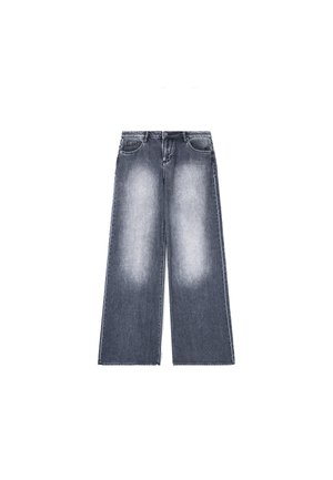 Weite Jeans aus Denim in Dunkelgrau mit heller Ausbleichung. Mit fünf Taschen, Knopfverschluss und geradem Saum. Weicher Stoff.