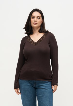 Vero Moda Curve, VMROSA V NECK - Блуза с дълги ръкави - chocolate torte
