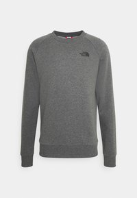Felpa grigia in cotone con polsini e orlo a costine, caratterizzata da un piccolo logo nero sul petto e un design classico a girocollo.