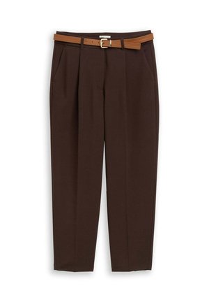 TOM TAILOR, TOM TAILOR HOSEN & CHINO LOOSE FIT BARREL HOSE MIT GÜRTEL - Broek - java dark brown