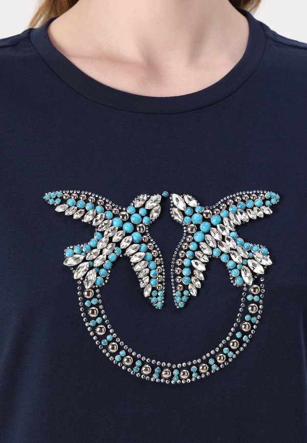 QUENTIN LOGO BIRDS RICAMATO - Print T-shirt - blu abisso2