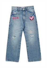 Calliope WIDE LEG RICAMI - Jean boyfriend - blu denim medio chiaro