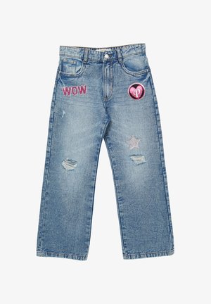 Calliope WIDE LEG RICAMI - Jeans baggy - blu denim medio chiaro