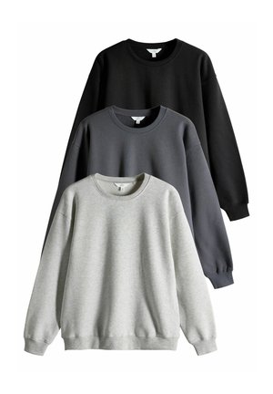 3 PACK RELAXED CREW NECK - Sweatshirt - black/charcoal/grey marl