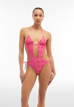 CON DETTAGLI CUT OUT E  LOGO ALL OVER - Swimsuit - fuxia