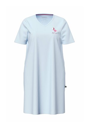 Ulla Popken, T-SHIRT DRESS, PIGEON PRINT, V-NECK, SHORT SLEEVE - Camicia da notte - pale blue