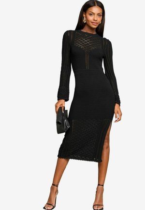 STITCH DETAIL MIDI - Vestido de tubo - black