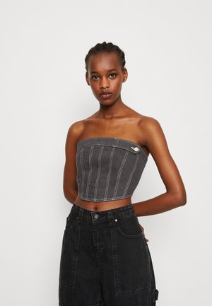 NA-KD CONTRAST STITCHING CORSET - Μπλούζα - dark grey