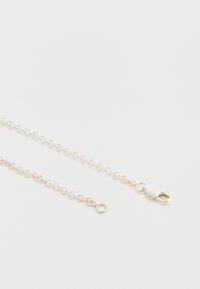 Hõbedane metallketti väikeste ümmarguste sulgude ja lukuga. Pind on sile, läikiva viimistlusega. Minimalistlik disain.