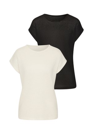KURZARM 2PACK - Print T-shirt - creme schwarz