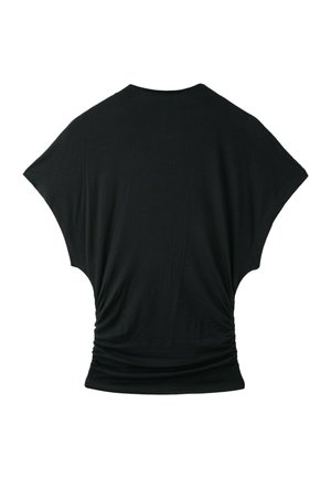 Stradivarius, MOCK NECK GATHERED T-SHIRT - T-shirt basique - black