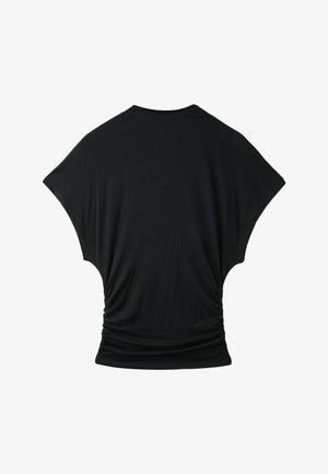 Stradivarius, MOCK NECK GATHERED T-SHIRT - T-shirt basique - black