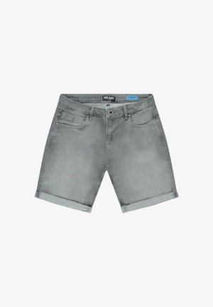 Grijze denimshorts met opgerolde zoom, voorste knoop en ritssluiting, riemlussen en voorzakken, gelabeld Cars Jeans Dawson.