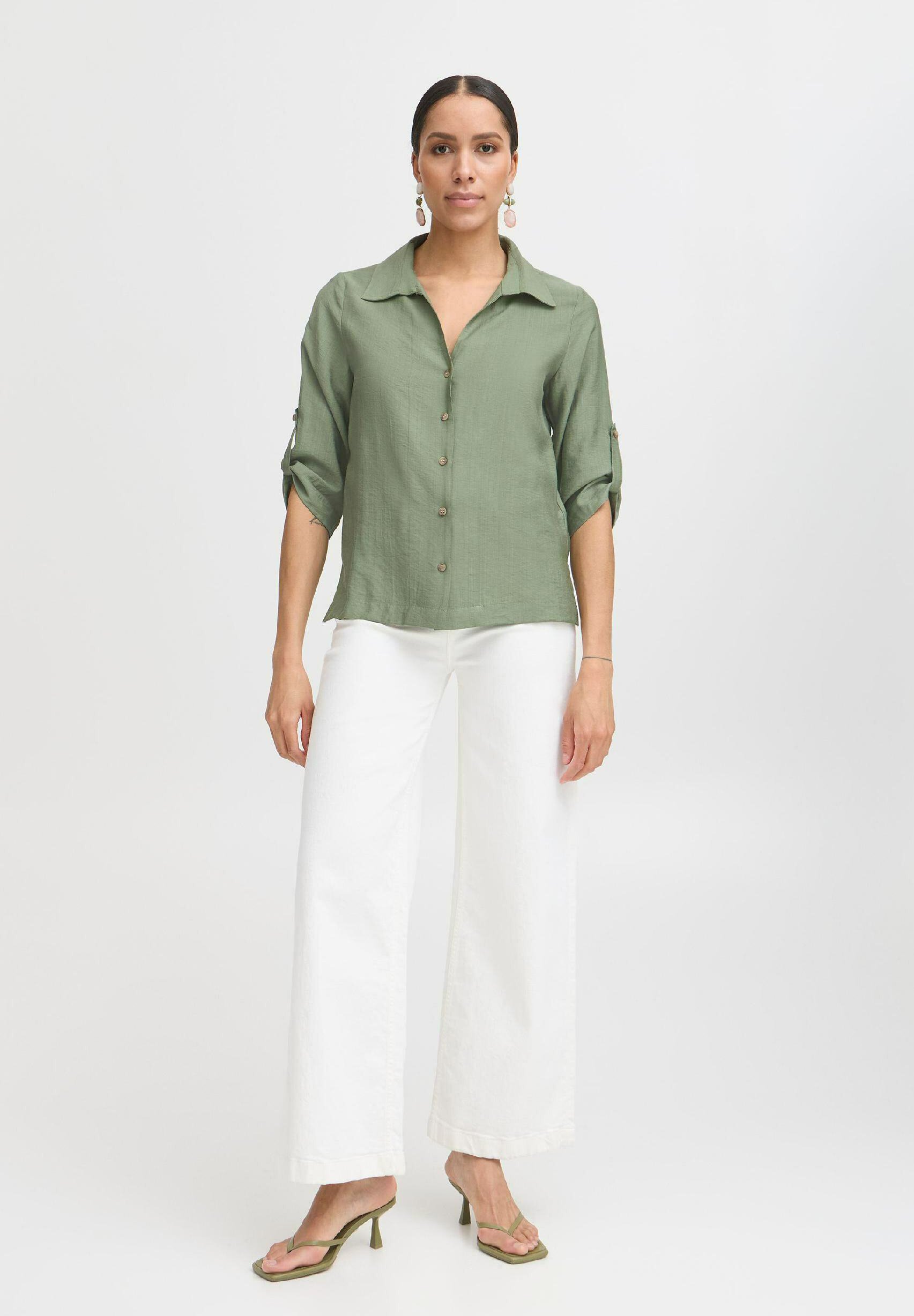 売れ筋商品|||ビーヤング シャツ レディース トップス BYJOANNIE - Button-down blouse - sea spray b.young BYJOANNIE - Button-down blouse - sea spray/evergreen