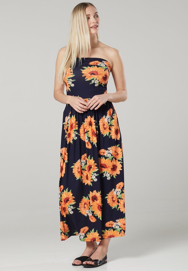 Chelsea Clark FLORAL Maxi dress dark blue orange light green/dark