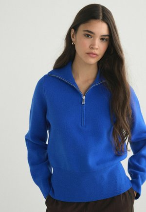 Next, REGULAR FIT - SUPERSOFT FUNNEL ZIP NECK JUMPER - Jumper - blue